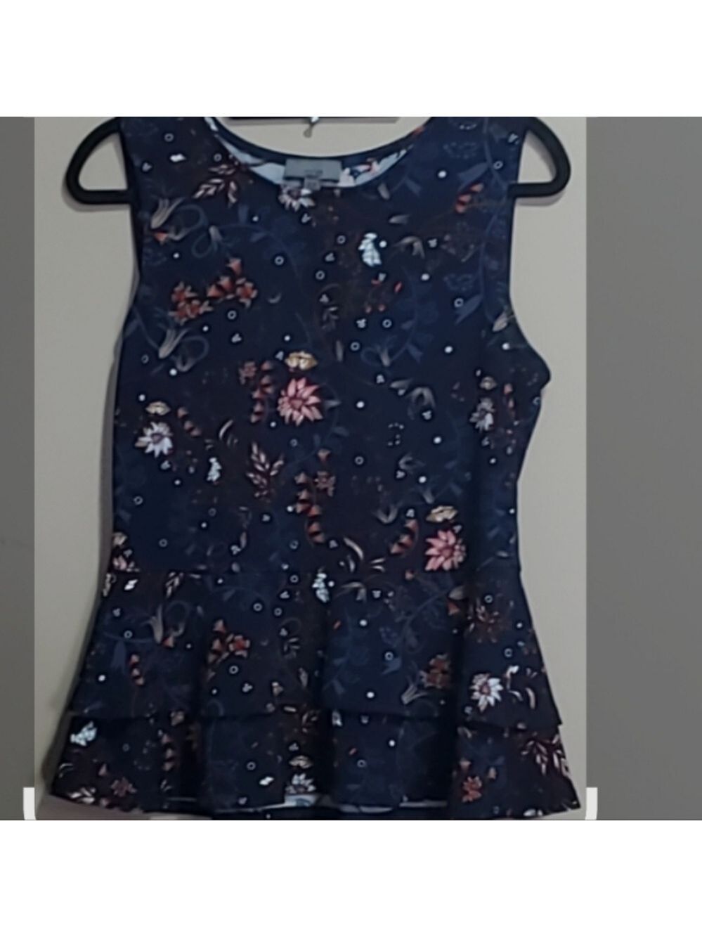 One 2 piece navy with pink flowers suit size medium
